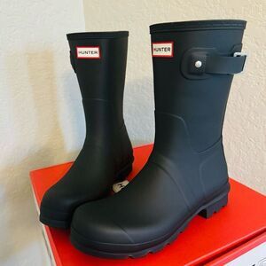 HUNTER Original‎ Short Waterproof Rain Boot, Rubber Black, Size 10, NWT